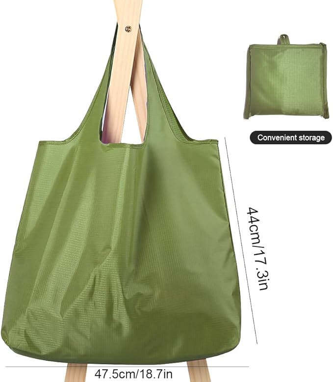 Ksheria Large 50lbs Heavy Duty Reusable Foldable Grocery and Shopping Tote Bags - Washable Polyester Bags in Pocket