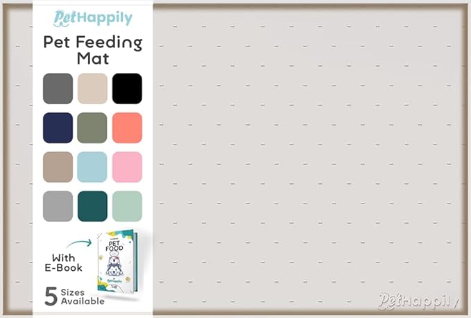 PetHappily Dog Food Mat - Raised Edges Dogs Mat for Food and Water Prevent Spill, Waterproof Cat Food Mats Protect Floors, Easy Clean Dog Bowl Mats for Food and Water, Silicone Pet Feeding Placemats