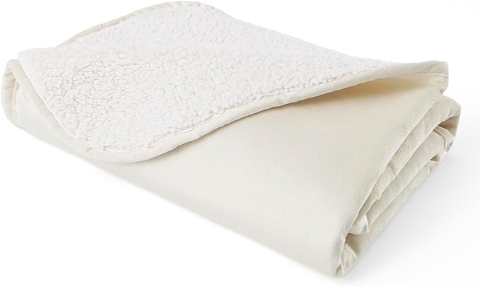 Bigbeer Waterproof Dog Blankets for Medium Dogs, Washable Pet Blanket for Indoor Cats, Plush Sherpa Puppy Throw Furniture Protector for Bed Couch Sofa(30"x40",M,Beige)