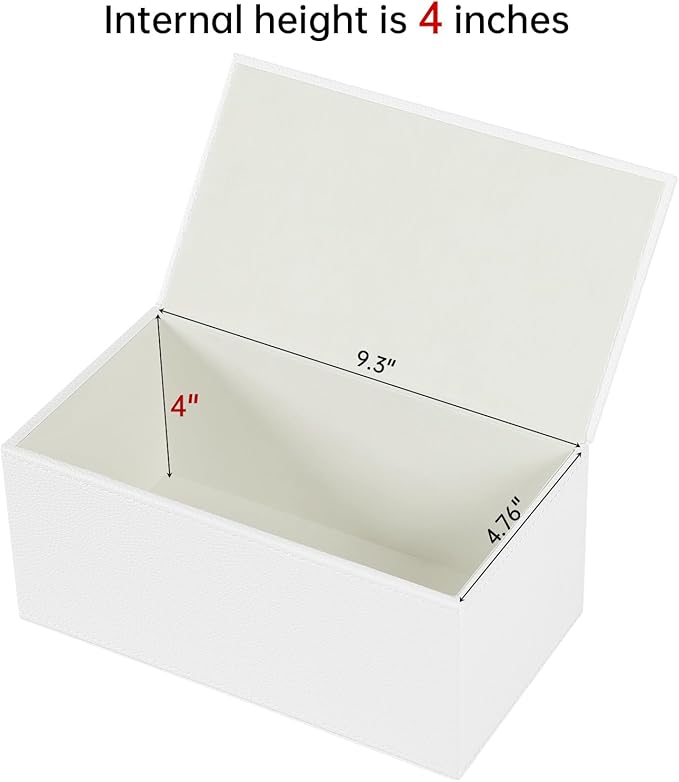 JLAMBOM Rectangle Tissue Box Cover for 120 to 160 Count Box of Tissues, PU Leather Tissue Holder with Magnetic Closure (White)
