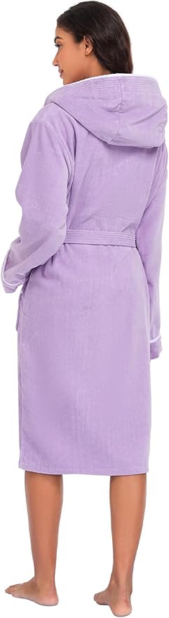 YEAUPE PRO Bathrobe for Women, 100% Cotton Spa Robe, OEKO-TEX, Terry Velour, Knee Length (Runs Small, Size Up)