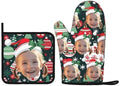 Custom Your Christmas Oven Mitts and Potholder Silicone Glove Heat Resistant, Kitchen Gloves for Cooking, 2-Piece Set