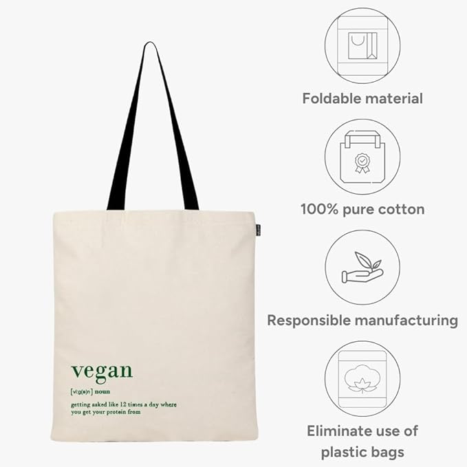 Eco Right Tote Bag for Women, Reusable Grocery Bag, Canvas Tote Bag for Shopping, Cotton Bag for Daily Use, Gifts for Women