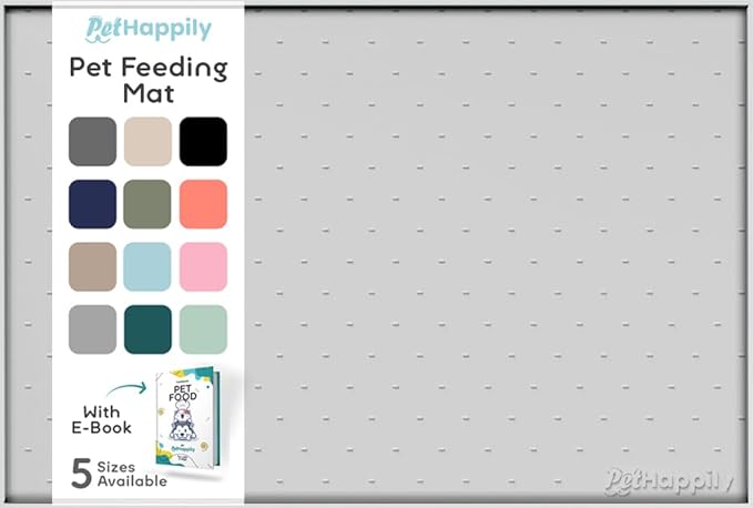 PetHappily Dog Food Mat - Raised Edges Dogs Mat for Food and Water Prevent Spill, Waterproof Cat Food Mats Protect Floors, Easy Clean Dog Bowl Mats for Food and Water, Silicone Pet Food Tray