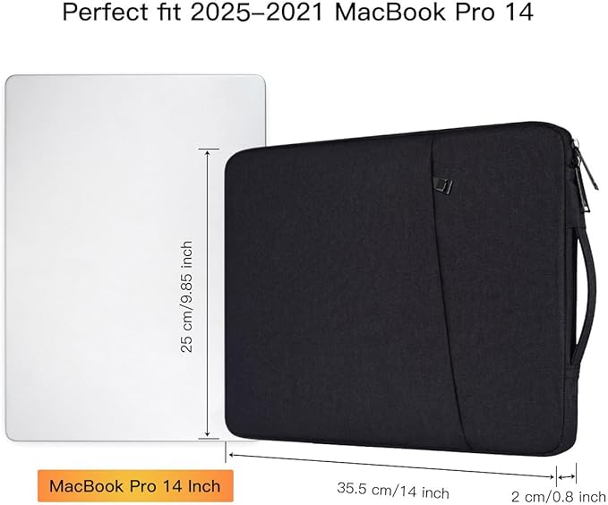 Laptop Sleeve for 14 inch New MacBook Pro M5/M4/ M3/ M2/ M1 Pro/Max A3434 A3112 A3401 A3185 A2918 A2992 A2779 2025-2021,Carrying Case Bag with Accessory Pocket, Black