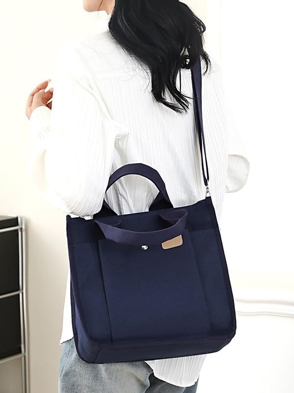 Small Canvas Tote Bag with Zipper, Canvas Multi-Pocket Crossbody Bag Purse Top Handle Satchel Handbags