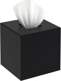 SILUT Tissue Box Cover Square, Acrylic Tissue Holder with Magnet Locking Bottom, Tissue Holder for Bathroom Vanity Bedroom Office, Matte Black