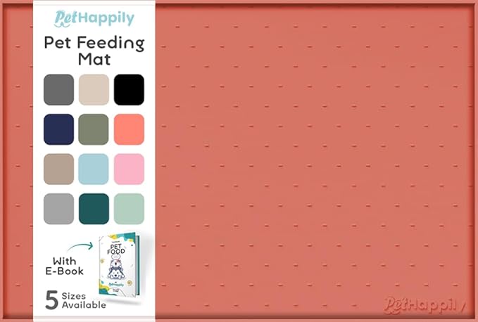 PetHappily Dog Food Mat - Raised Edges Dogs Mat for Food and Water Prevent Spill, Waterproof Cat Food Mats Protect Floors, Easy Clean Dog Bowl Mats for Food and Water, Silicone Pet Food Tray