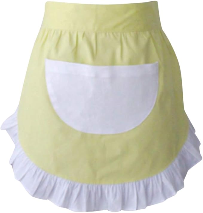 CRB Fashion Waist Apron Kitchen Cooking Restaurant Cotton Bistro Half Aprons with Pockets For Woman