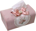 Tissue Cover Holder Fabric Art Cute Tissue Box Cover Dispenser Napkin Organizer for Bathroom Bedroom Office and Car (C-Pink)