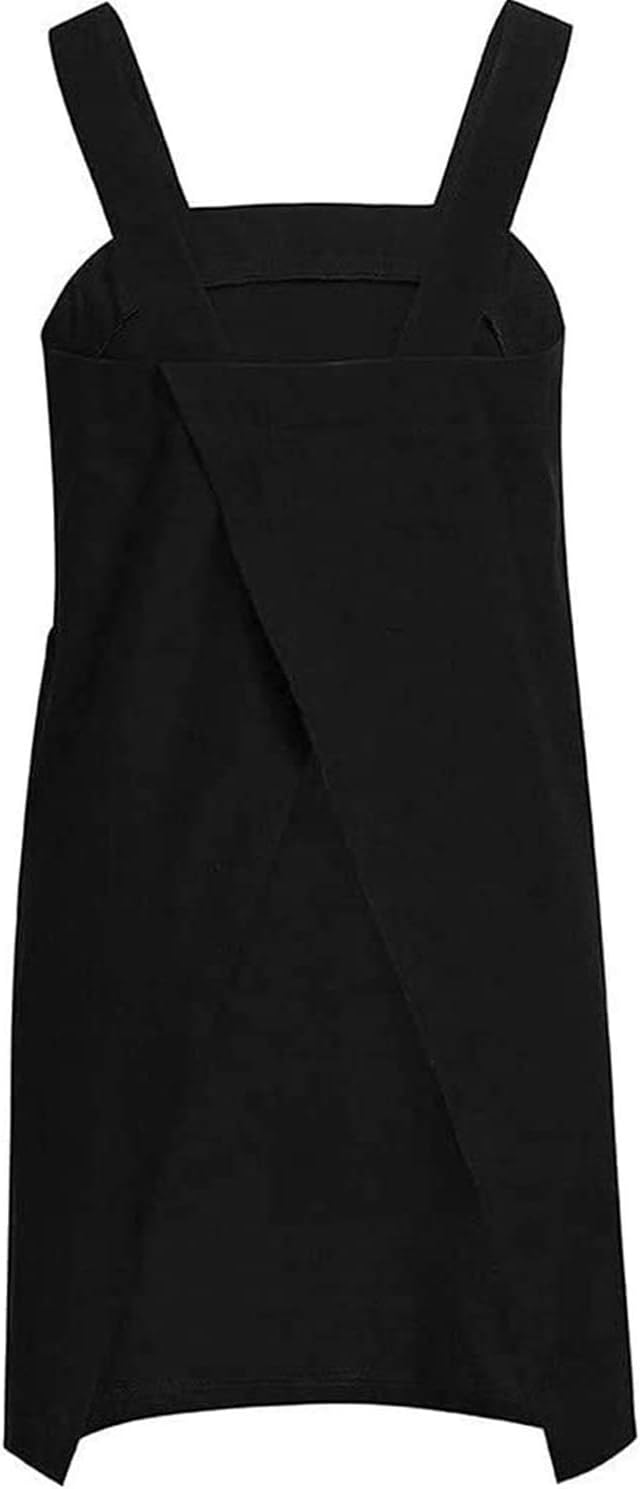 Women's Practical Cross Back Pinafore Apron with Large Pockets Home Kitchen,Restaurant,Coffee house,Cooking Gardening Works
