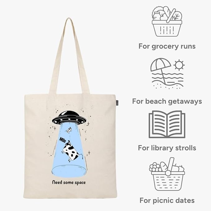 Eco Right Tote Bag for Women, Reusable Grocery Bag, Canvas Tote Bag for Shopping, Cotton Bag for Daily Use, Gifts for Women