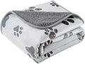 CAPT.SNOOZE Waterproof Dog Blankets Pet Blanket 50"x60", Soft Fluffy Sofa Car Bed Protector, Reversible Sherpa Fleece Dog Blanket for Large Dogs (Light Grey-Paws)