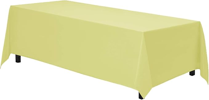 Gee Di Moda Rectangle Tablecloth - 90 x 132 Inch Yellow Table Cloth for 6 Foot Tables with Floor-Length Drop - Heavy Duty Washable Fabric for Holiday Party, Dinner, Weddings & Baby Shower