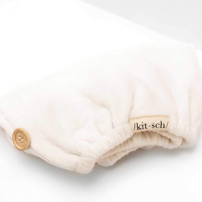 Kitsch Microfiber Hair Towel Wrap for Women - Microfiber Towel, Super Absorbent, Quick Dry, Anti-Frizz - for Long and Short Hairs, Turbans for Women, Hair Wrap - White Ivory