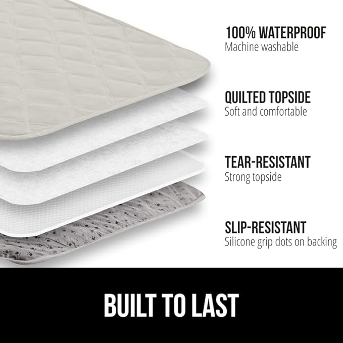 GORILLA GRIP Waterproof Bed Cover for Dogs, 82x52, Gripped Slip Resistant Backing, Leak Proof Washable Dog Blanket Covers Sofa, Couch, Sectional, Crate, Car, RV Seats, Pet Puppy Essentials Light Taupe