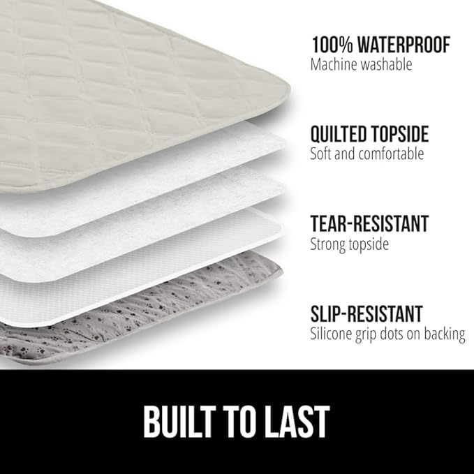 GORILLA GRIP Waterproof Bed Cover for Dogs, 102x82, Gripped Slip Resistant Backing, Leak Proof Washable Dog Blanket Covers Sofa, Couch, Sectional, Crate, Car, RV Seats Pet Puppy Essentials Light Taupe