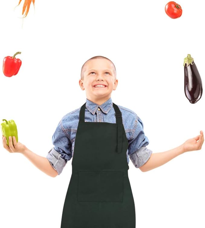 SINLAND Kids Apron with Pocket 2 Pack Children Chef Apron for Cooking Baking Painting