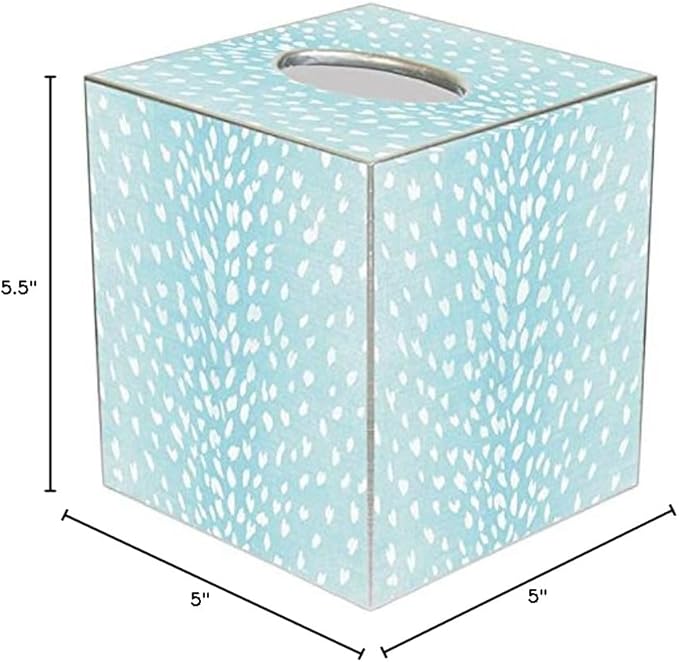 Marye-Kelley Tissue Box Cover Tissue Holder Square Cube Paper Mache Decorative Animal Print Antelope Aqua, 5 x 5 x 5.5 inches