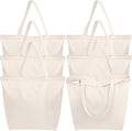 Segarty Canvas Bag with Zipper, 6 Pack 18x15in Blank Canvas Tote Bags for Women, Reusable Tote Bags Aesthetic with Natural Cotton Cloth, Shoulder Strap, Bulk for DIY Grocery Beach Travel Gift