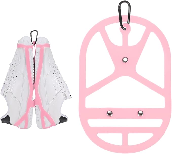 TIXIPEM Shoe Holster for Backpack [1SET] - Elastic Silicone Footwear Holder with Clip Use for Travel & Outdoors & Sports - [Pink-L] Hang Extra Shoes Cleats Boots
