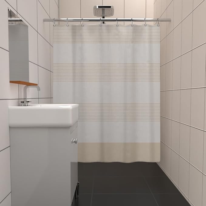 ggaimwf Vintage Stripe Waffle Fabric Shower Curtain Boho Farmhouse Plaid Patchwork Bath Curtain Rustic Checkered Long Bathtub Curtain for Women Bathroom Waterproof Decor with Hooks 36x71 Inch