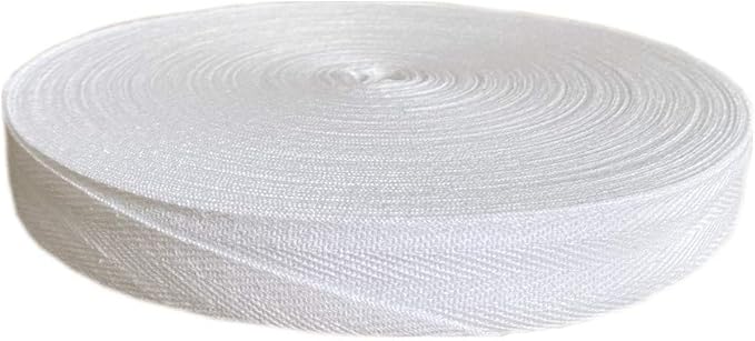 QIANF Eco Friendly Twill Tape Ribbon 100% Cotton White 2" Wide 50 Yard Roll Herringbone Tape(2"-50Yard, White)