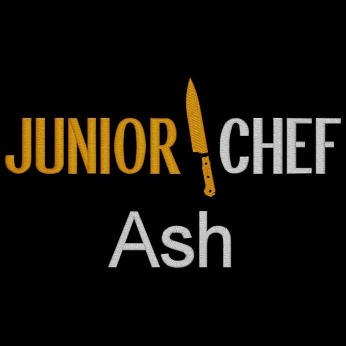 Made in the USA Personalized Embroidered Premium Child Apron and Chef Hat for Kids Girls Boys Fun in the Kitchen Gift (JuniorChef, Regular with hat)
