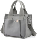 Small Canvas Tote Bag with Zipper, Canvas Multi-Pocket Crossbody Bag Purse Top Handle Satchel Handbags