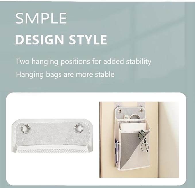 Someteth 2pcs Wall Hanging Storage Organizer Bag, Hanging baskets with pockets for Wall organizing, Storage Hanging Bag for Bedroom, Dormitory, Study Room, Bathroom (Grey/White)