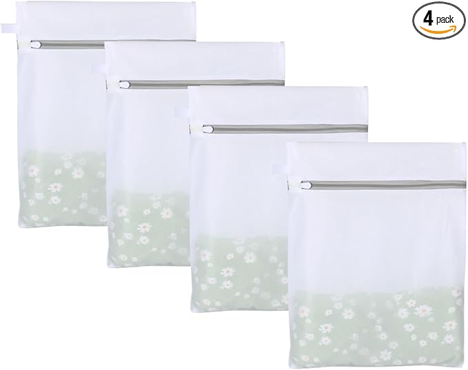 RICHERI Mesh Laundry Bags, Mesh Wash Bags, Durable Mesh Structure with Strong Zipper, Suitable for Underwear, Delicate Clothes, Pants, Shoes, Socks Washing (Small Fine Mesh, XS 10 * 12in*4pcs)