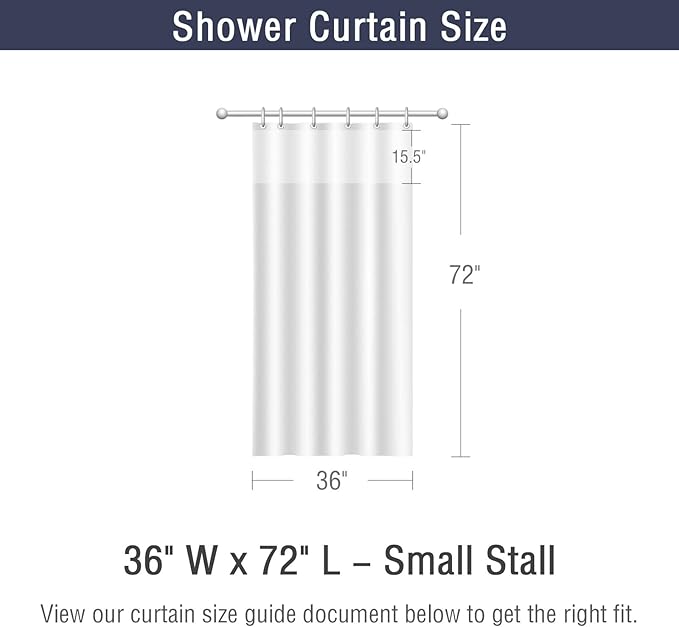 Gibelle Small Stall Shower Curtain 36 x 72, Narrow Half Waffle Weave Fabric Shower Curtain with Mesh Top Window and Hooks Set, Hotel Style Bathroom Design, Sage Green