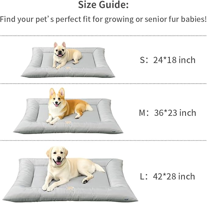 SOMAHE Cat Bed for Cats Crate Oxford Puppy Crate Pad Waterproof Pet Beds Outdoor Cage Mat Easy Rinse Grey 24×18×3 Inch