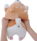 Shiba Inu Dog Plush Pillow, Soft Cute Corgi Stuffed Animals Doll Toys Gifts for Valentine, Christmas, Birthday, Bed, Sofa Chair (Brown Smiling Eye, 13.5in)