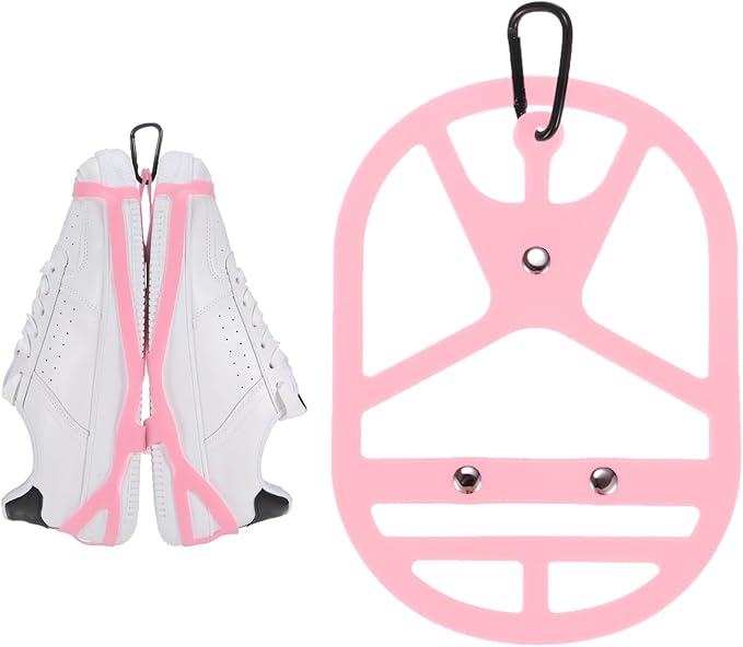 TIXIPEM Shoe Holster for Backpack [1SET] - Elastic Silicone Footwear Holder with Clip Use for Travel & Outdoors & Sports - [Pink-M] Hang Extra Shoes Cleats Boots
