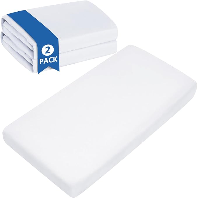 Nap Mat Sheet 10 Pack, 24" x 48" x 4" Fitted Elastic Corners Preschool Day Care Rest Cover, Soft & Breathable Baby Sheets Fit for Regalo My Cot Portable Toddler Bed and Joovy Travel Cot, White
