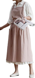 Japanese apron Women-Cross Back Apron for Women with Pockets, Pinafore Aprons, Womens Cotton Linen Apron