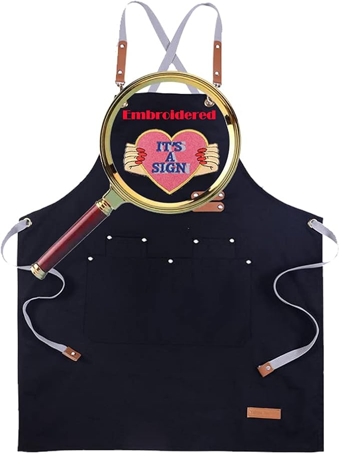 YOWESHOP Personlized Chef Apron Cross Back Apron with Adjustable Straps Canvas Embroidered & Printing