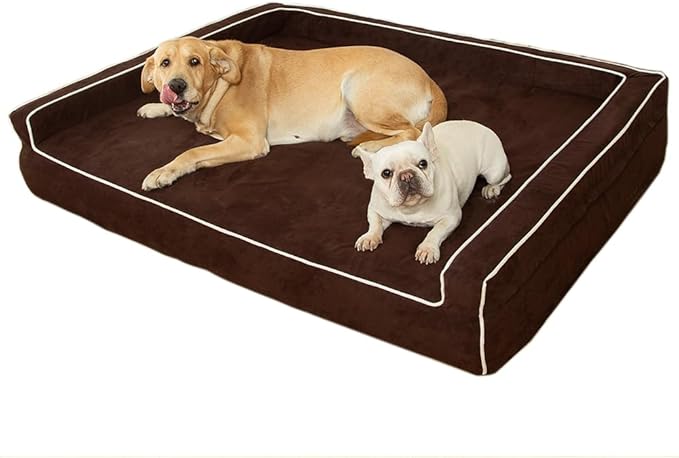 Mama halo Orthopedic Foam Dog Beds for Large Dogs Up to 100 lbs, L Dog Couch with Bolster, Washable Pet Bed Sofa with Removable All-Over Water-Resistant Cover & Non-Slip Bottom(Large, Chocolate)
