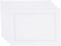 Solino Home Linen Placemats Set of 4 - Double Hemstitch White Placemats 14 x 19 Inch - 100% Pure Linen Table Place Mats for Winter, Valentines, Spring, Easter