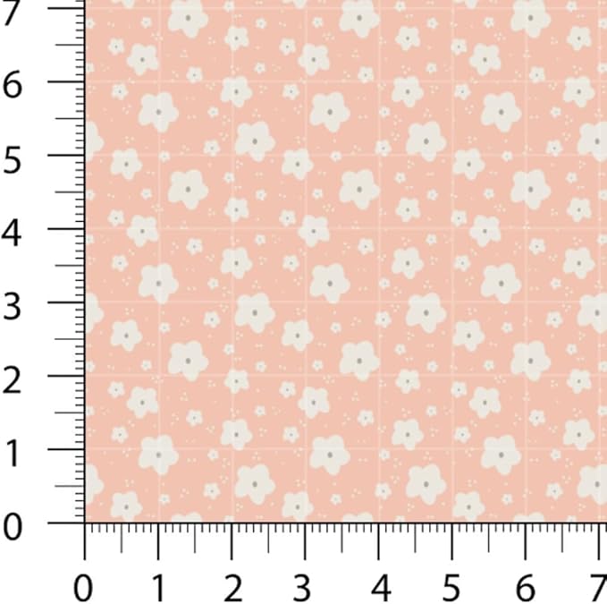 Patchwork Fabric Panel 100x155 cm, 100% Cotton Satin, 6 Coordinated Pastel Floral & Dot Patterns, Soft Peach Green Quilting & Sewing Fabric (Soft Pastels, 6pcs 50x50cm)