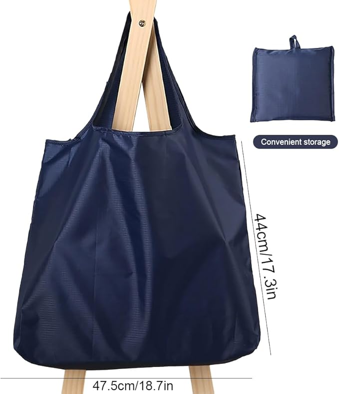 Ksheria Large 50lbs Heavy Duty Reusable Foldable Grocery and Shopping Tote Bags - Washable Polyester Bags in Pocket