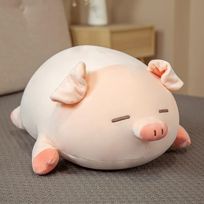 lannery Pig Stuffed Animal Hugging Pillow, Soft Fat Pig Plush Toy Gifts for Kids, Valentine, Christmas (Sleeping Eyes, 15.7")