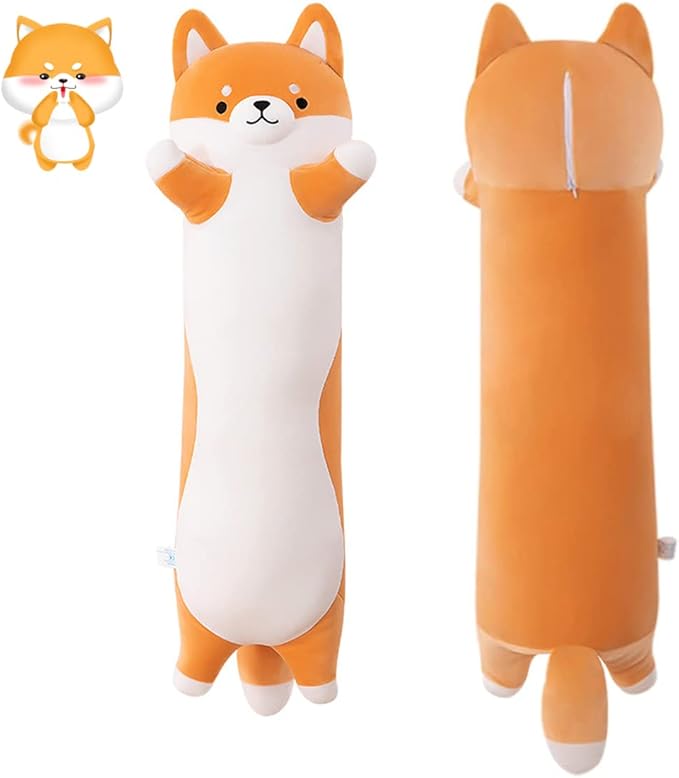 MIAOHAHA Long Plush Shiba Inu Dog Soft Stuffed Animal Akita Corgi Toy Plush Toy Pillow Hugging Pillow for Kids and Girls(Shiba, 110cm/43.3in)
