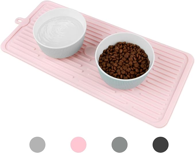 Dahaiwua Pet Placemat for Dog and Cat,Mat for Prevent Food and Water Overflow,Portable and Foldable Mat,Suitable for Medium and Small Pet Placemat for Dog and Cat(Pink)