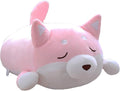 Shiba Inu Dog Plush Pillow, Cute Soft Corgi Stuffed Animals Doll Toys Gifts for Valentine, Christmas, Birthday, Bed, Sofa Chair (Pink Smiling Eye, 21.3in)