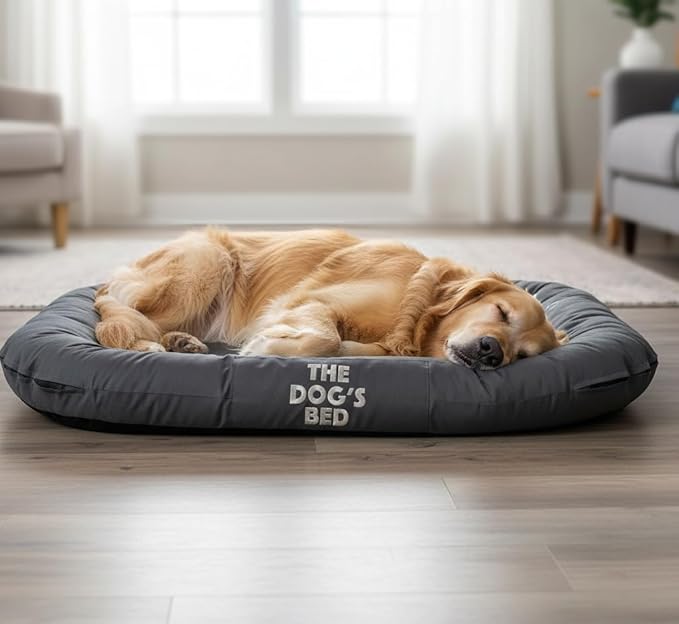 The Dog’s Bed Utility Waterproof Dog Bed, XL, Grey – Extra Large Outdoor Dog Bed for Big Dogs, Durable Oxford Fabric, Tough YKK Zippers, Washable Removable Reversible Cover