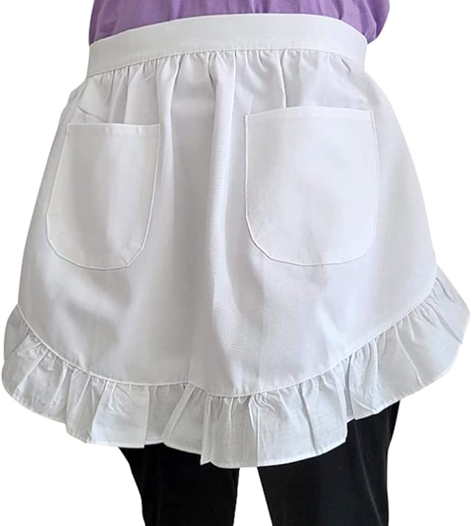 CRB Fashion Waist Apron Kitchen Cooking Restaurant Cotton Bistro Half Aprons with Pockets For Woman