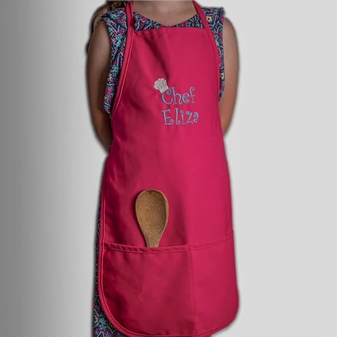 Made in the USA Chef Any Name Child Personalized Embroidered Premium Child Apron for Kids Girls Boys Fun in the Kitchen Gift Purple Regular