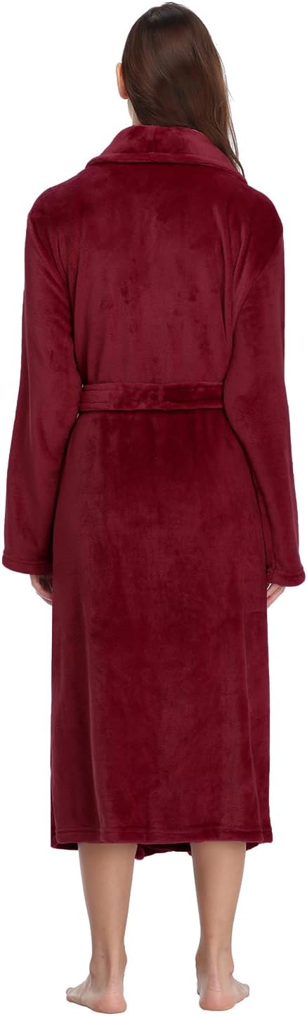 RONGTAI Womens Bathrobe Ladies Fleece Plush Warm Long Robes Fleece Nightgown Sleepwear